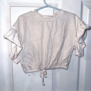 Women's Cream Ruffle Sleeve Top